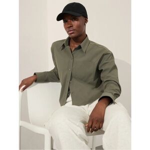 Athleta Midday Cropped Poplin Shirt NWT Size XL Moss Green